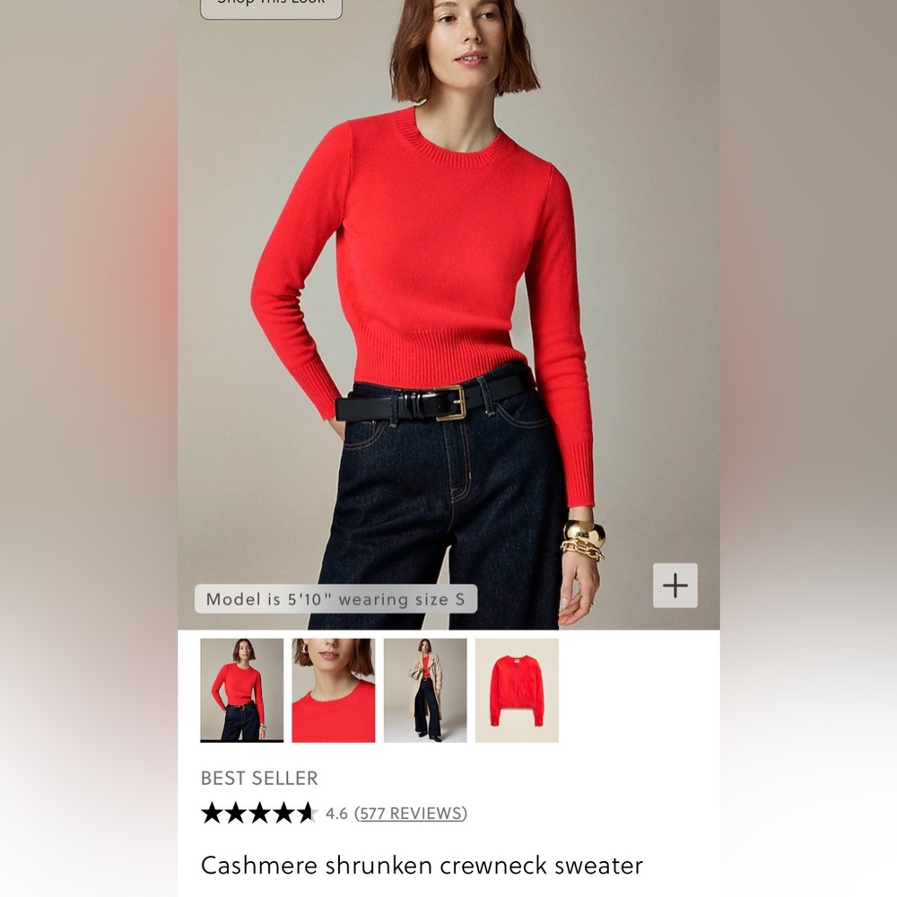 J. Crew Cashmere Shrunken Crewneck Sweater